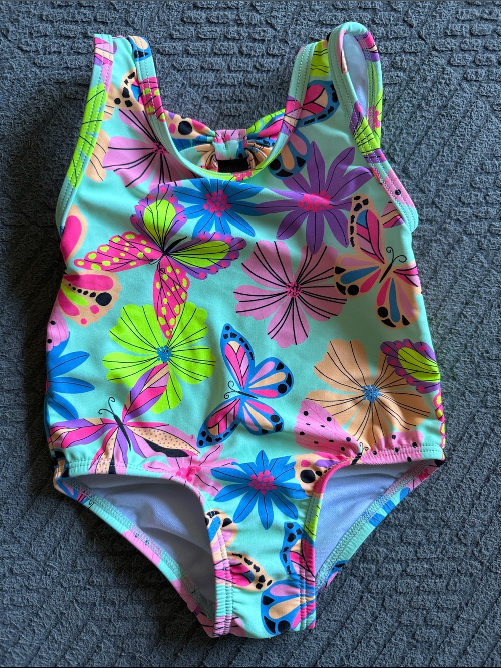 Kids' Butterfly Floral One-Piece Swimsuit - Mint Multi